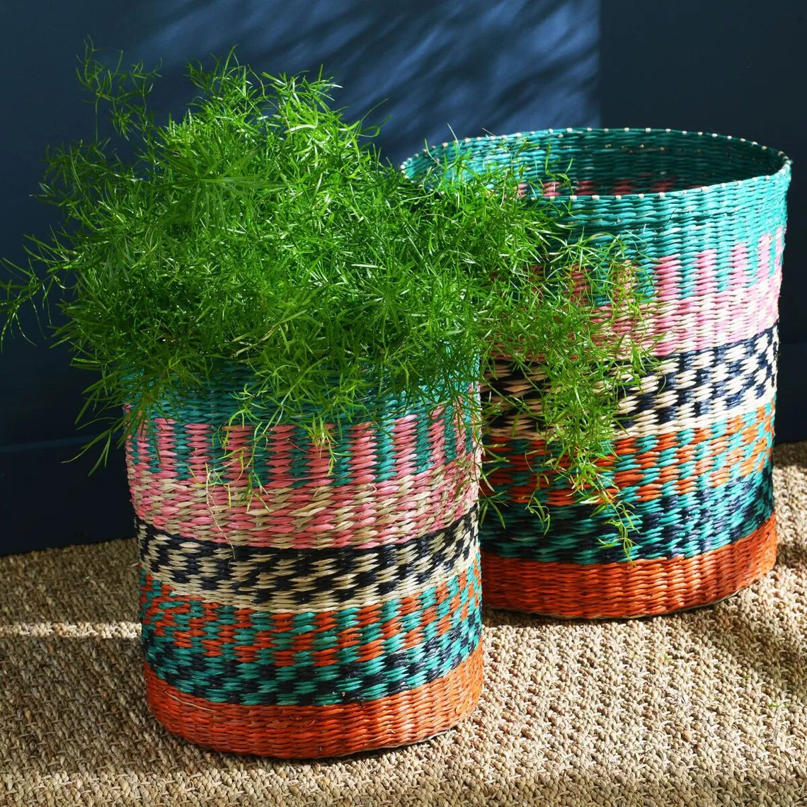 Set de 2 paniers rayés KOW multicolores