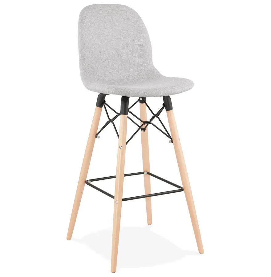Tabouret de bar design 'GALACTIK' en tissu gris clair style scandinave