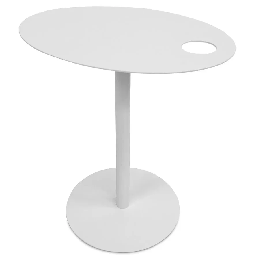 Table d'appoint ovale 'MASA' en métal blanc