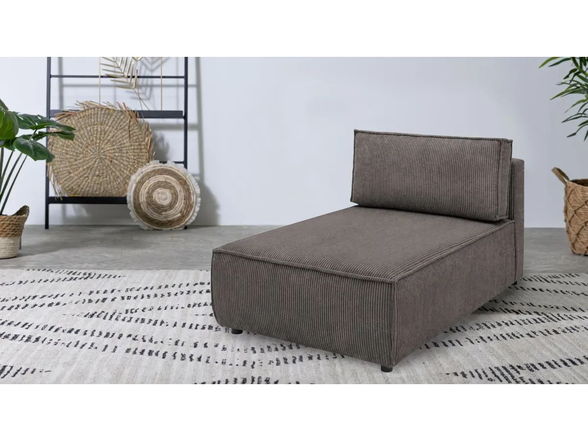Méridienne sans accoudoir pour canapé modulable NIHAD tissu velours côtelé marron   BOBOCHIC 1 places