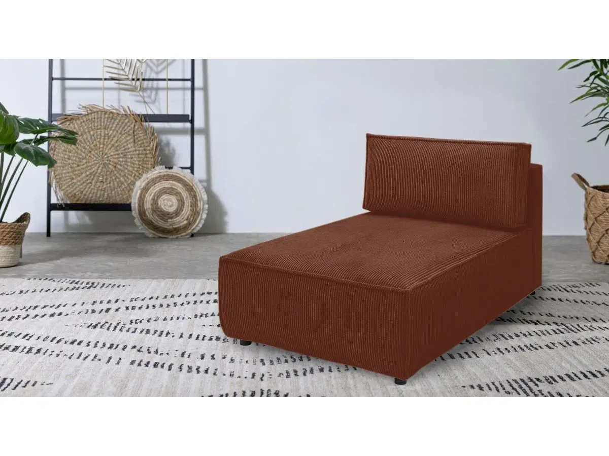 Méridienne sans accoudoir pour canapé modulable NIHAD tissu velours côtelé orange   BOBOCHIC 1 places