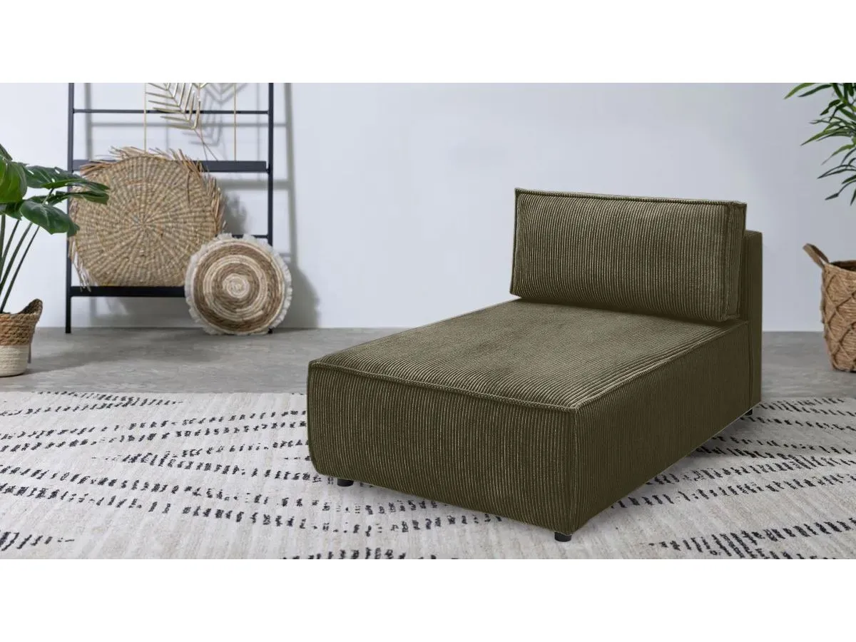 Méridienne sans accoudoir pour canapé modulable NIHAD tissu velours côtelé vert clair   BOBOCHIC 1 places