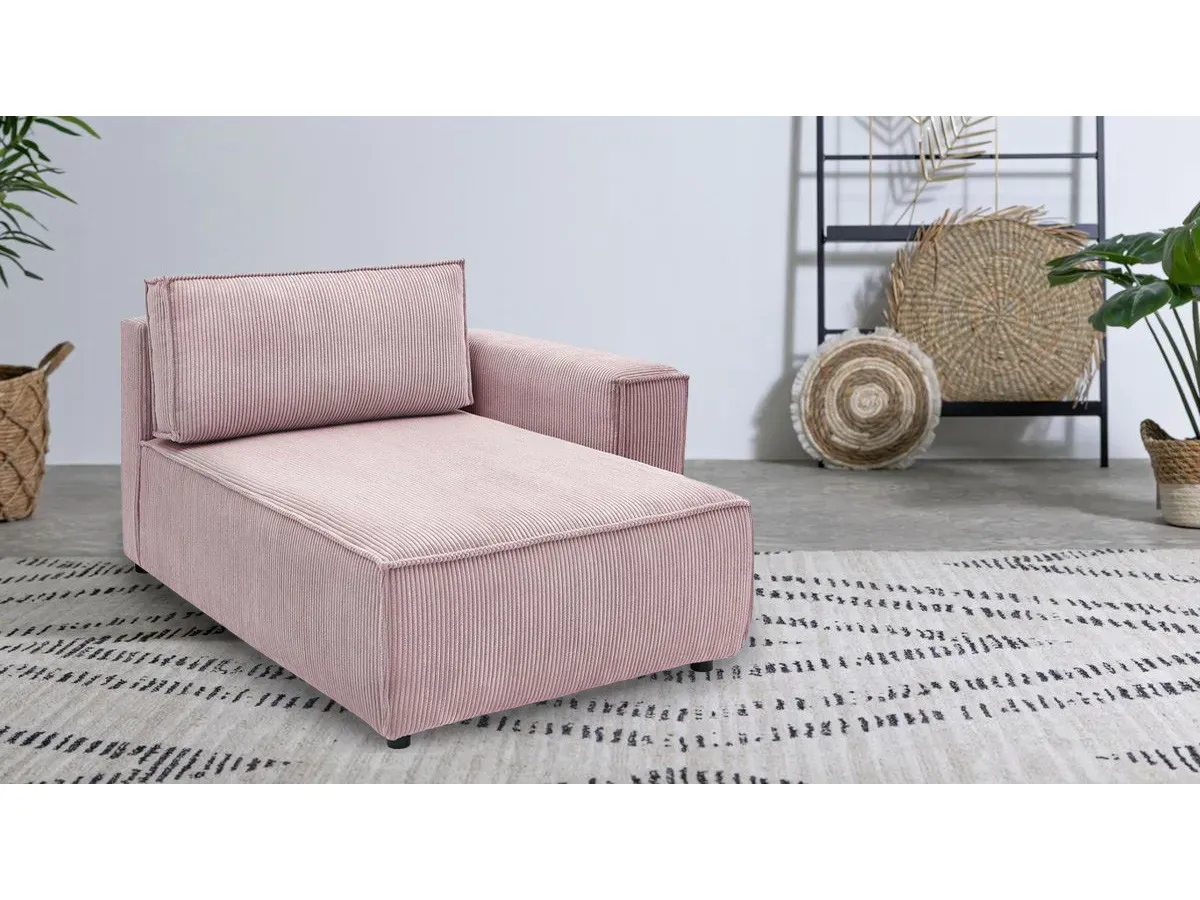 Méridienne avec accoudoir pour canapé modulable NIHAD tissu velours côtelé violet  angle droit BOBOCHIC 1 places