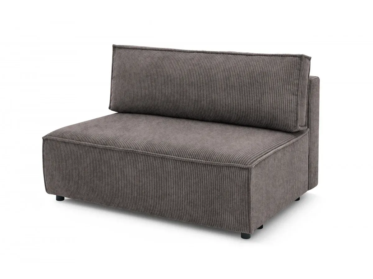 Chauffeuse 2 places sans accoudoir pour canapé modulable NIHAD tissu velours côtelé marron   BOBOCHIC 2 places