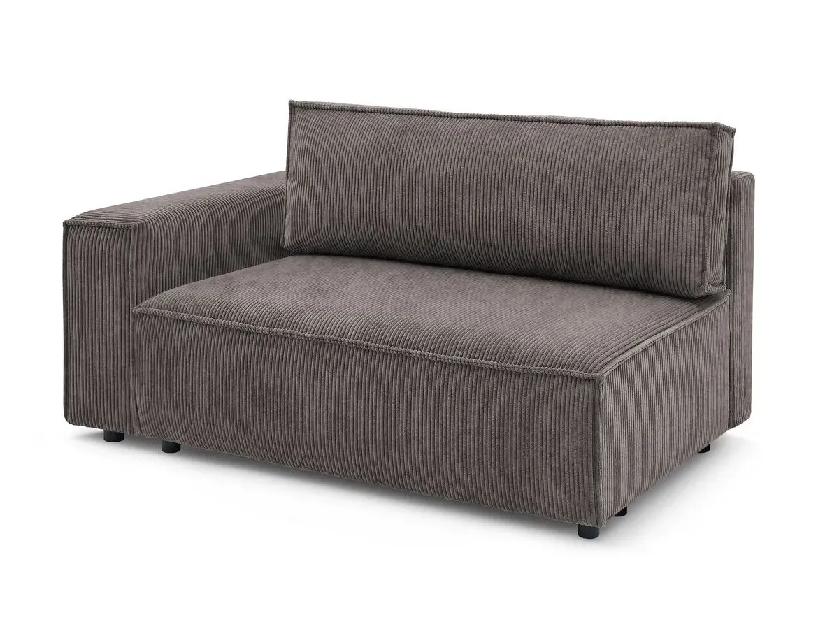 Chauffeuse 2 places avec accoudoir pour canapé modulable NIHAD tissu velours côtelé marron  angle gauche BOBOCHIC 2 places