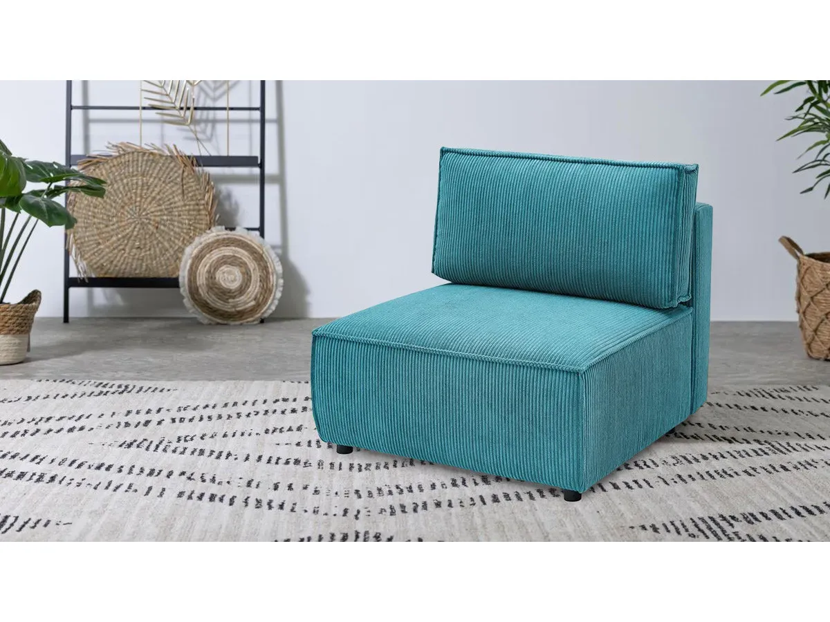 Chauffeuse 1 place pour canapé modulable NIHAD tissu velours côtelé bleu clair   BOBOCHIC 1 places