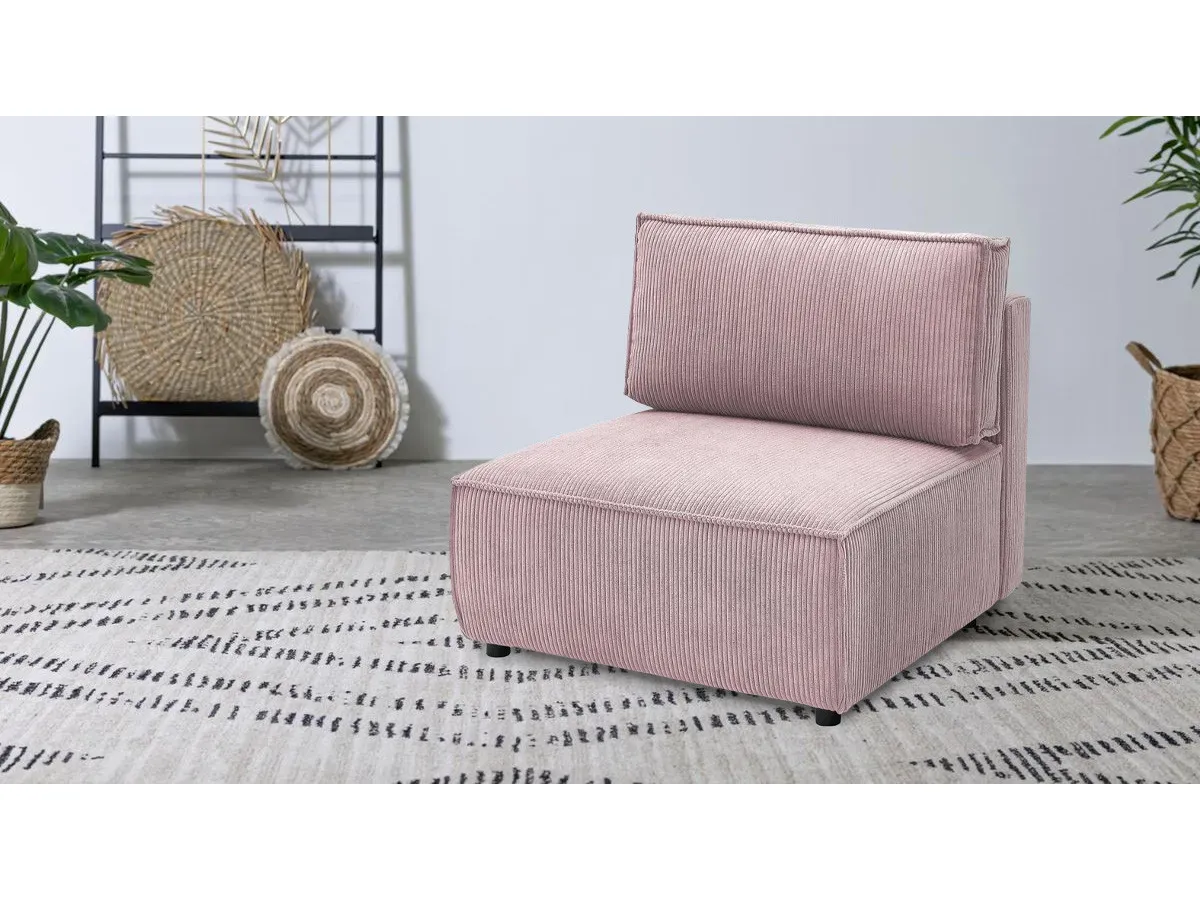 Chauffeuse 1 place pour canapé modulable NIHAD tissu velours côtelé violet   BOBOCHIC 1 places