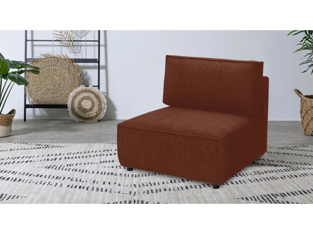 Chauffeuse 1 place pour canapé modulable NIHAD tissu velours côtelé orange   BOBOCHIC 1 places