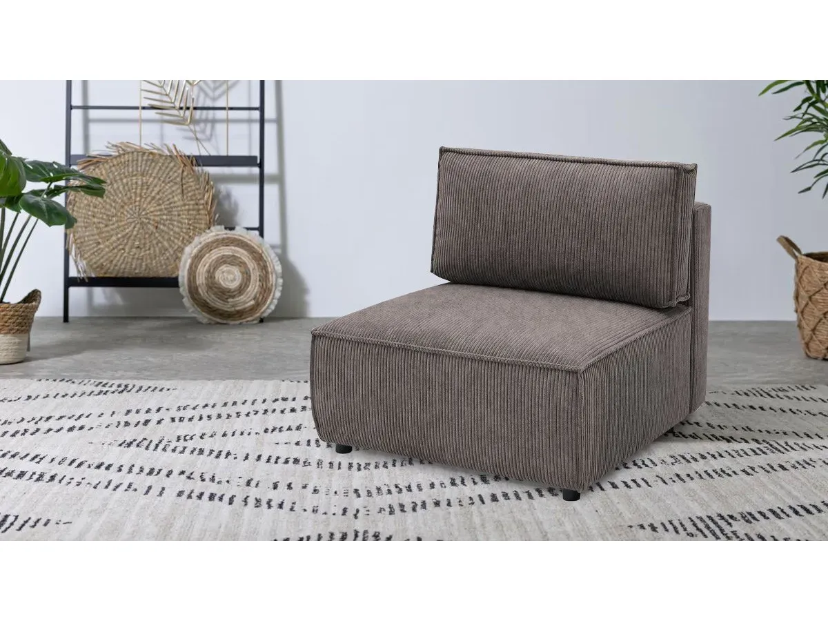 Chauffeuse 1 place pour canapé modulable NIHAD tissu velours côtelé marron   BOBOCHIC 1 places