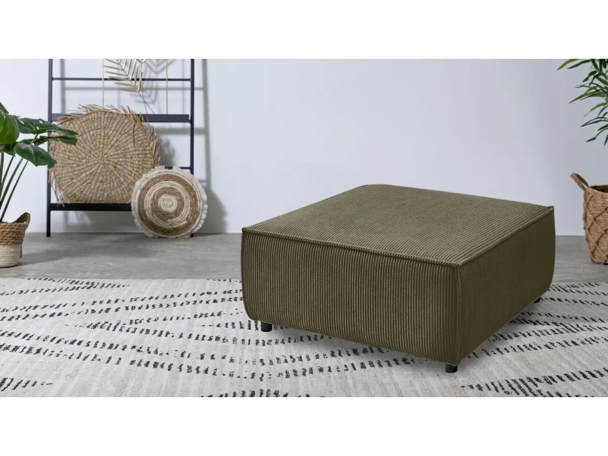 Pouf pour canapé modulable NIHAD tissu velours côtelé vert clair   BOBOCHIC