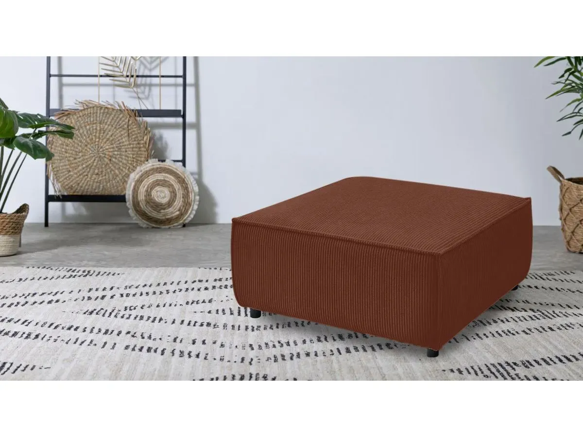 Pouf pour canapé modulable NIHAD tissu velours côtelé orange   BOBOCHIC