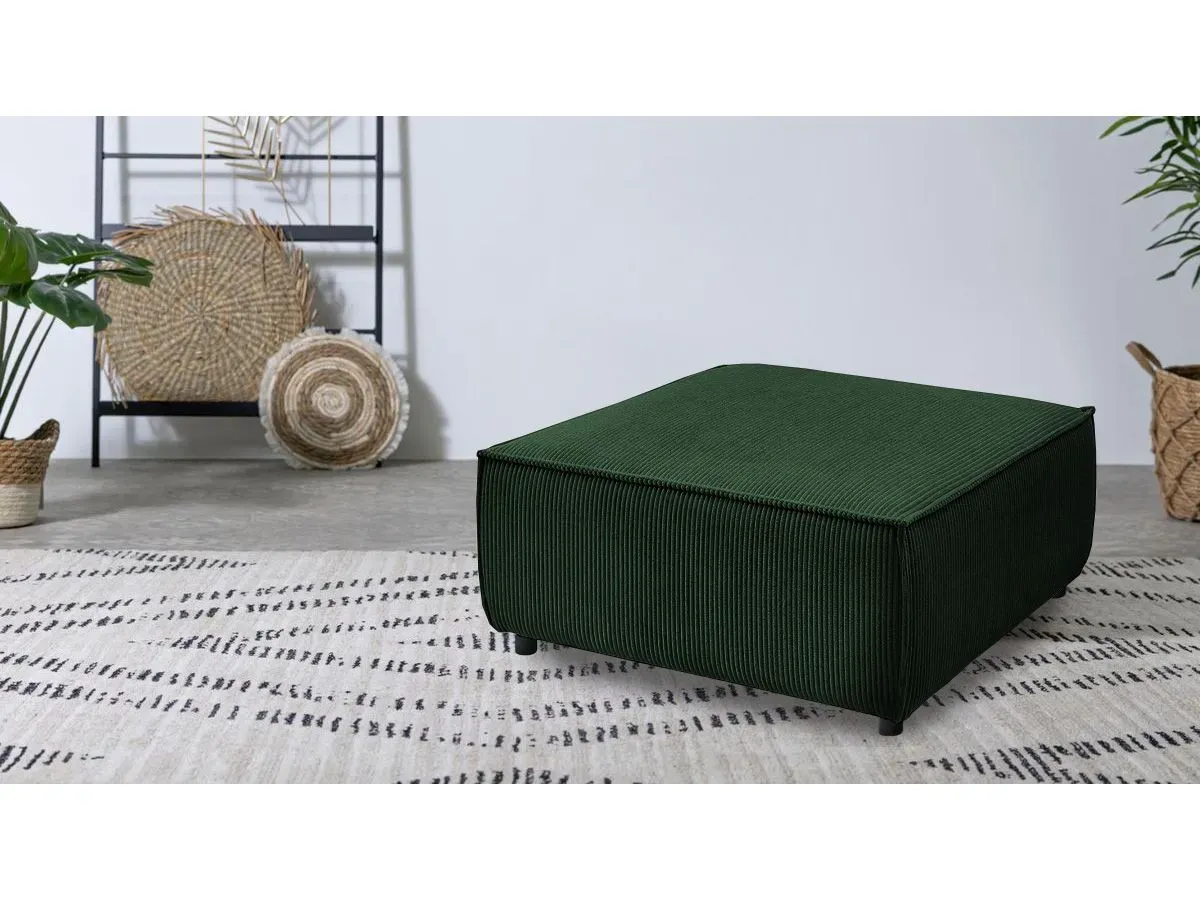 Pouf pour canapé modulable NIHAD tissu velours côtelé vert foncé   BOBOCHIC