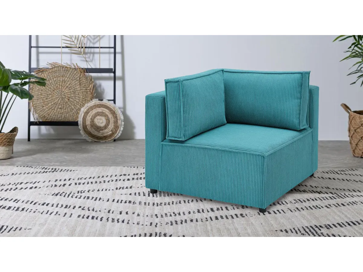 Angle pour canapé modulable NIHAD tissu velours côtelé bleu clair   BOBOCHIC 1 places
