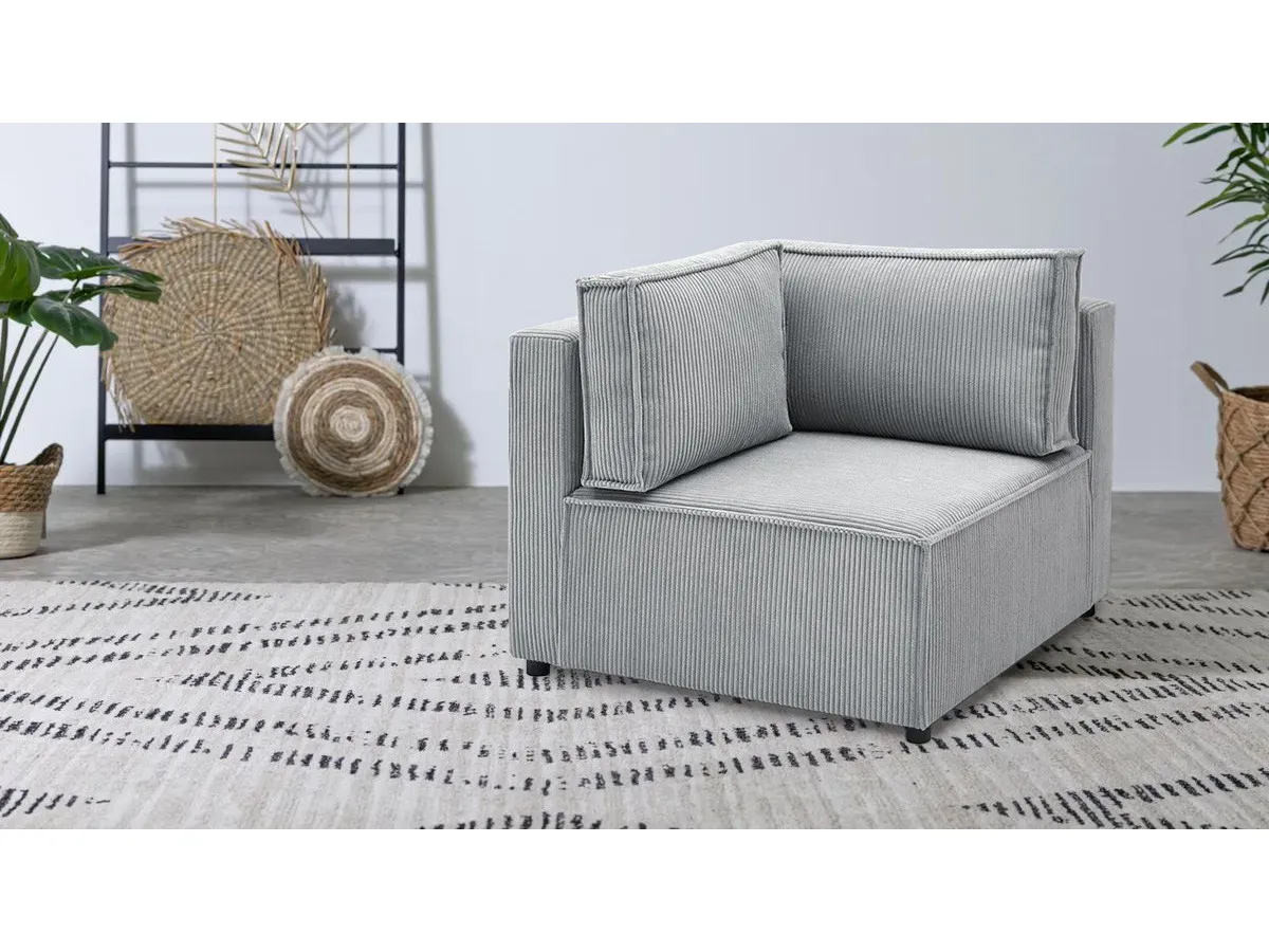 Angle pour canapé modulable NIHAD tissu velours côtelé gris clair   BOBOCHIC 1 places