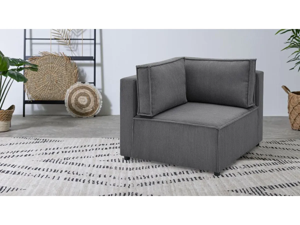 Angle pour canapé modulable NIHAD tissu velours côtelé gris foncé   BOBOCHIC 1 places