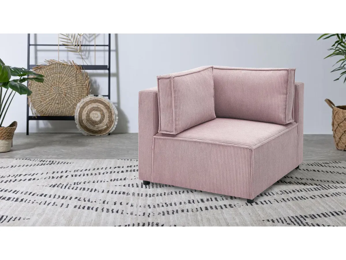 Angle pour canapé modulable NIHAD tissu velours côtelé violet   BOBOCHIC 1 places