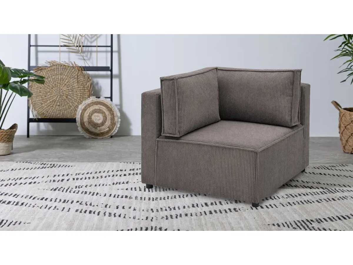 Angle pour canapé modulable NIHAD tissu velours côtelé marron   BOBOCHIC 1 places