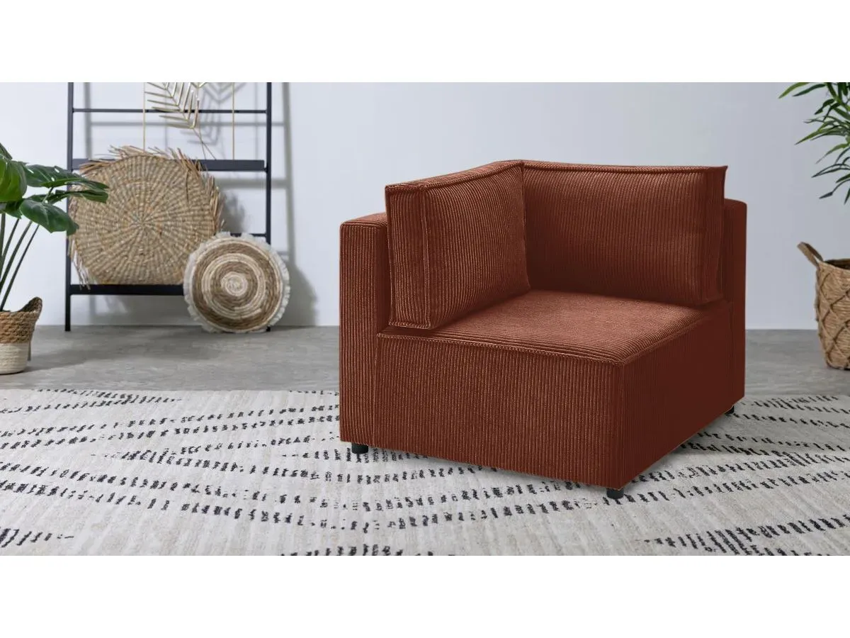 Angle pour canapé modulable NIHAD tissu velours côtelé orange   BOBOCHIC 1 places