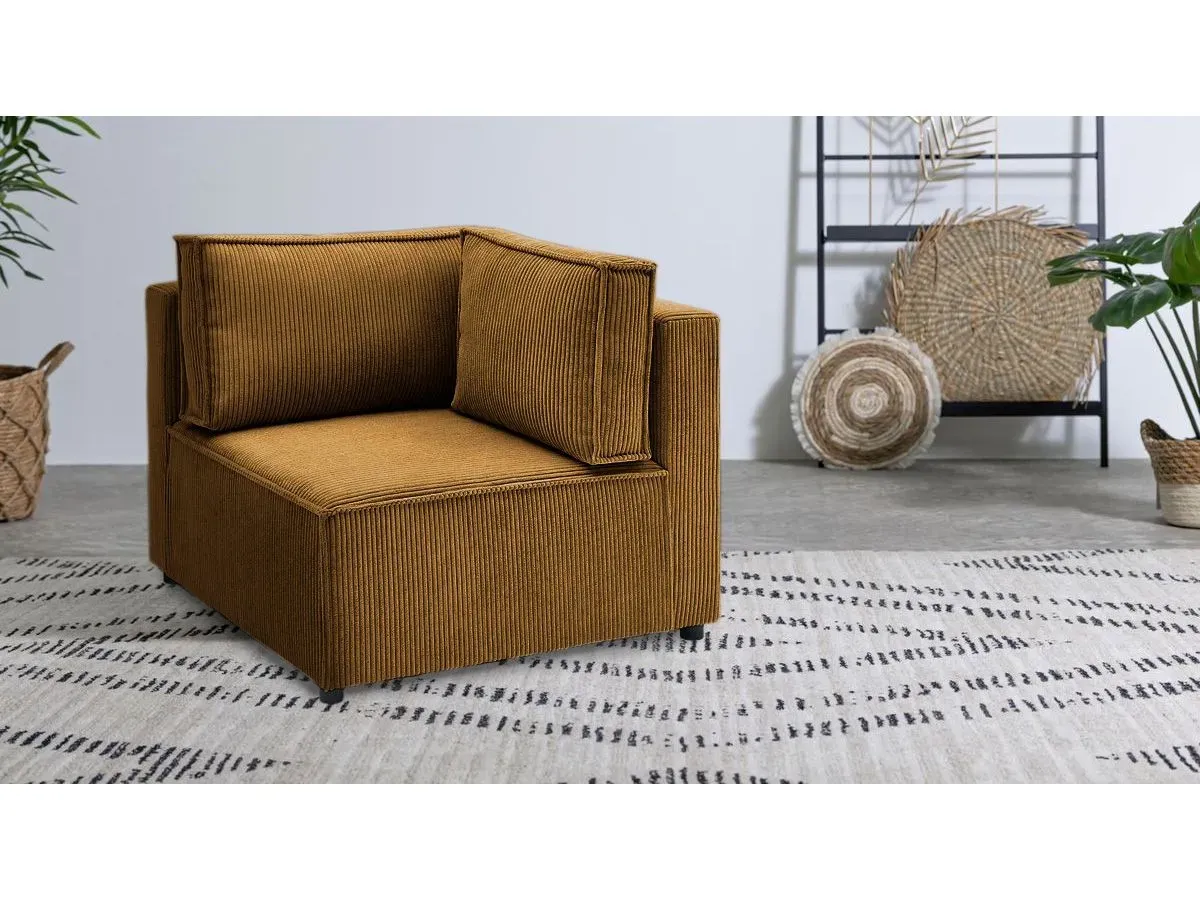 Angle pour canapé modulable NIHAD tissu velours côtelé jaune   BOBOCHIC 1 places