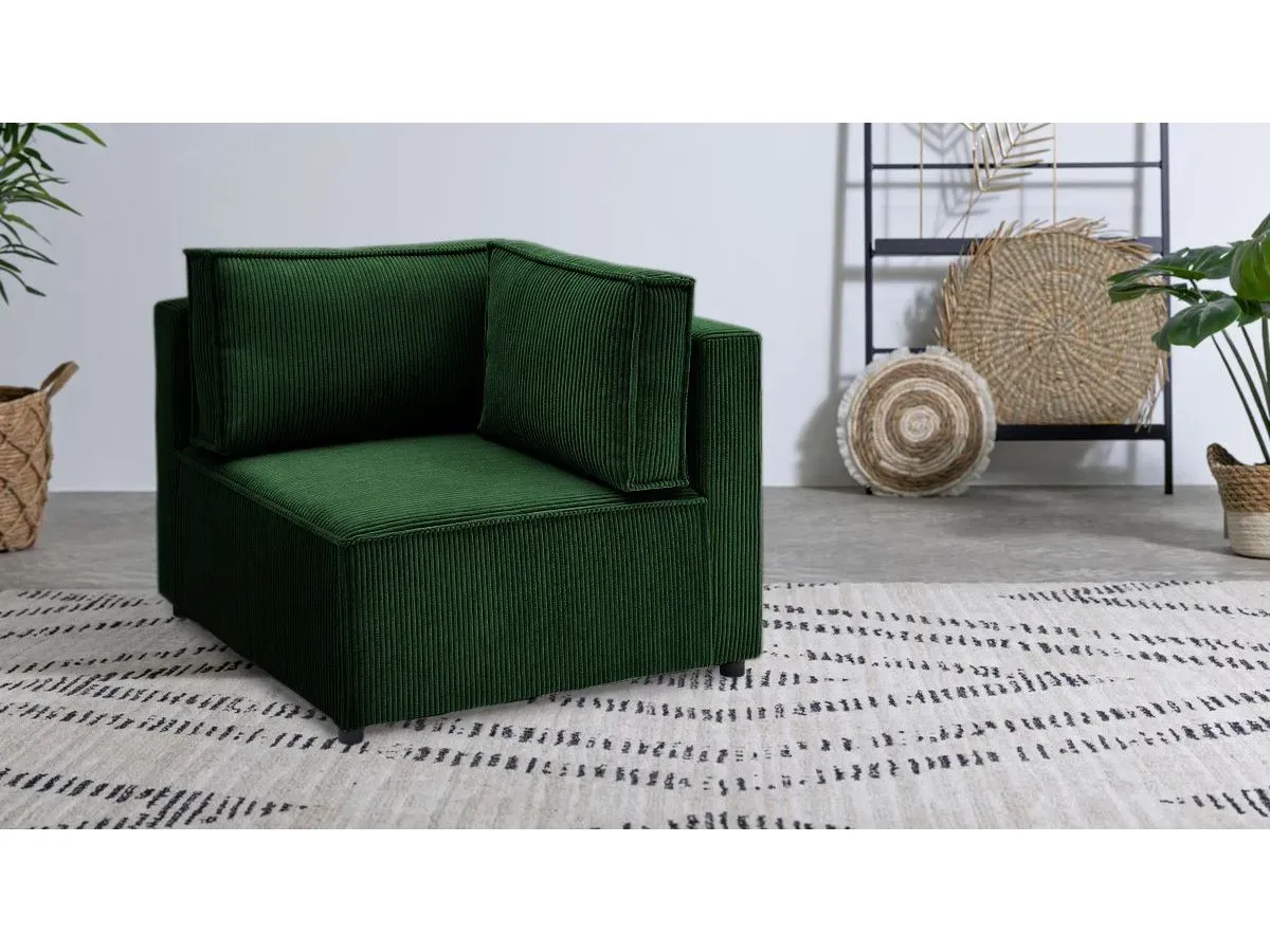 Angle pour canapé modulable NIHAD tissu velours côtelé vert foncé   BOBOCHIC 1 places