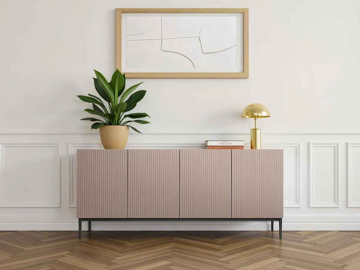 Buffet 4 portes 200 cm KASHA Pieds noir rose   BOBOCHIC