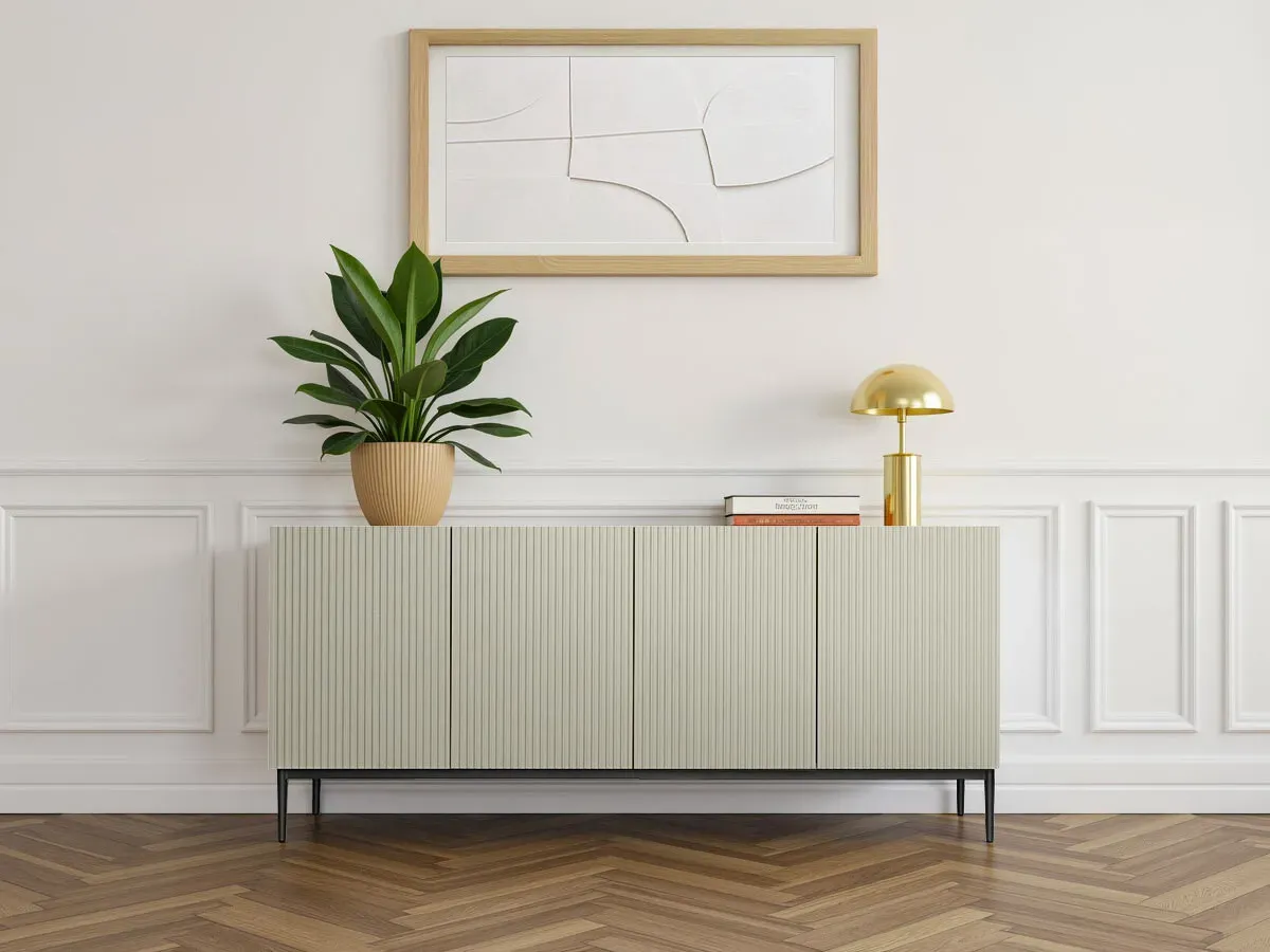 Buffet 4 portes 200 cm KASHA Pieds noir beige   BOBOCHIC