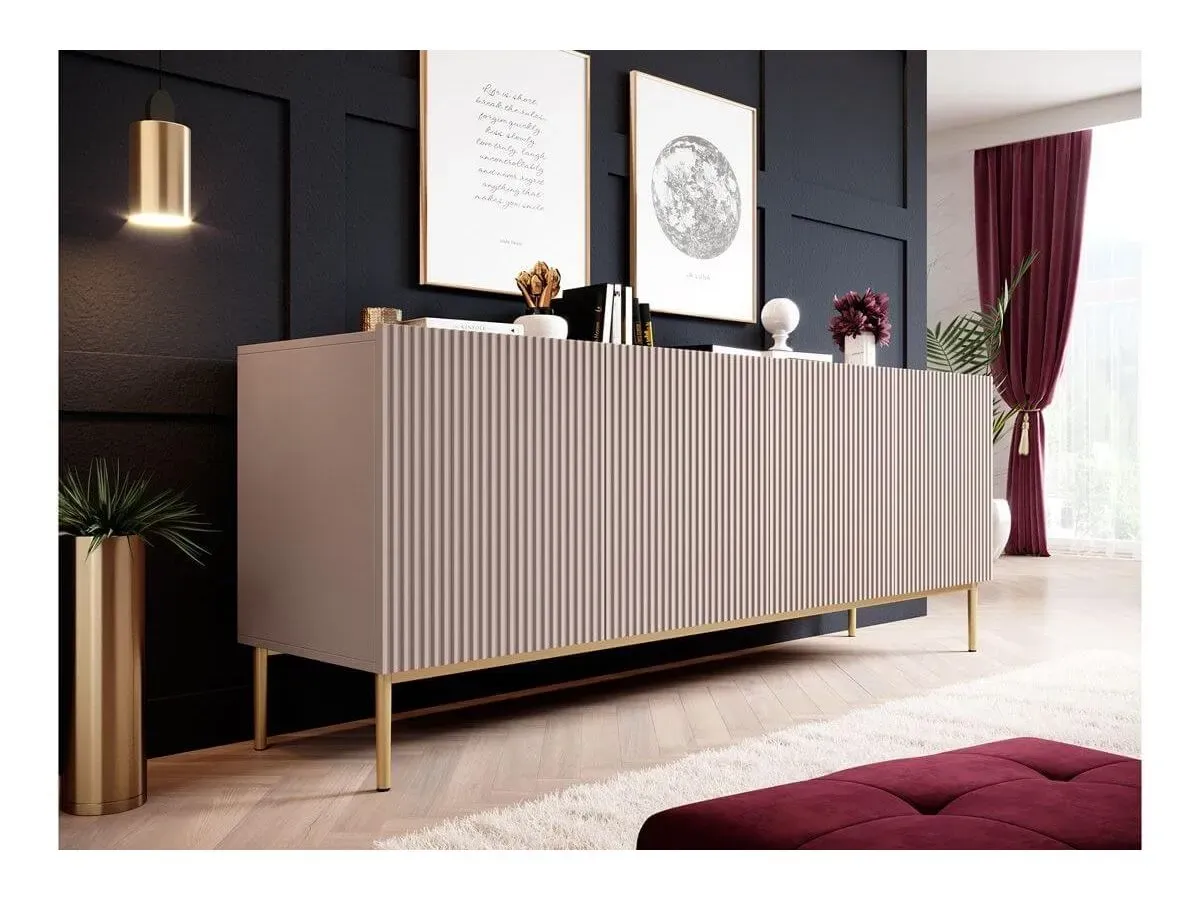 Buffet 4 portes 200 cm KASHA Pieds or rose   BOBOCHIC