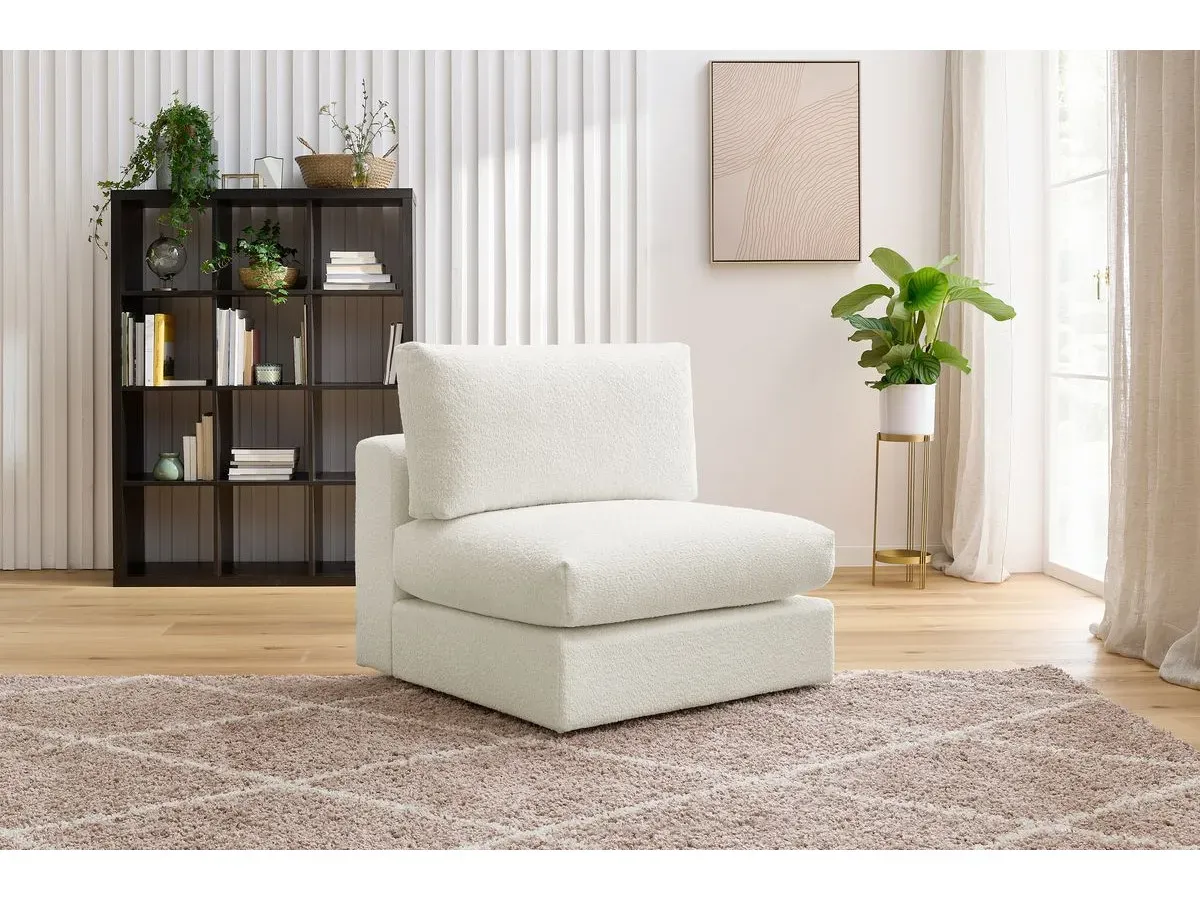 Chauffeuse 1 place pour canapé modulable PARIS tissu bouclette blanc   BOBOCHIC 1 places