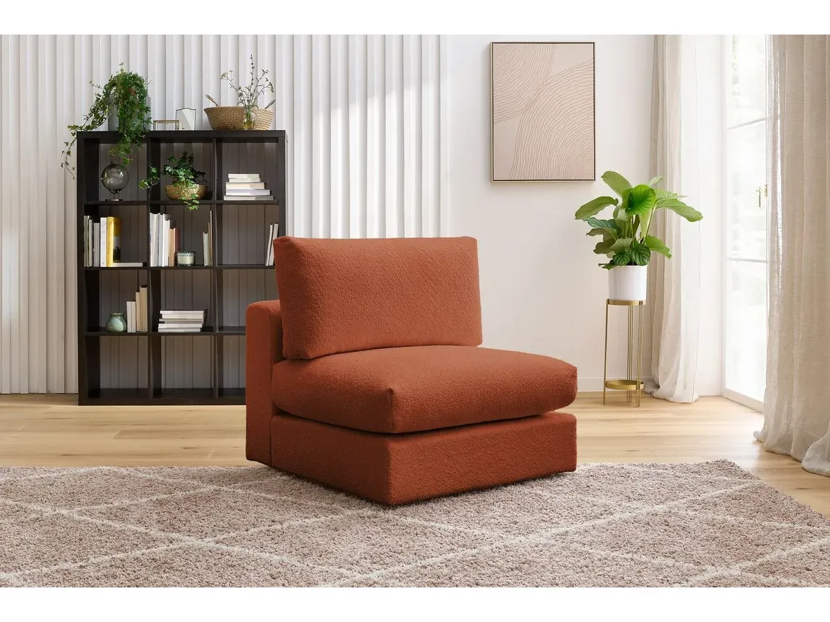 Chauffeuse 1 place pour canapé modulable PARIS tissu bouclette orange   BOBOCHIC 1 places