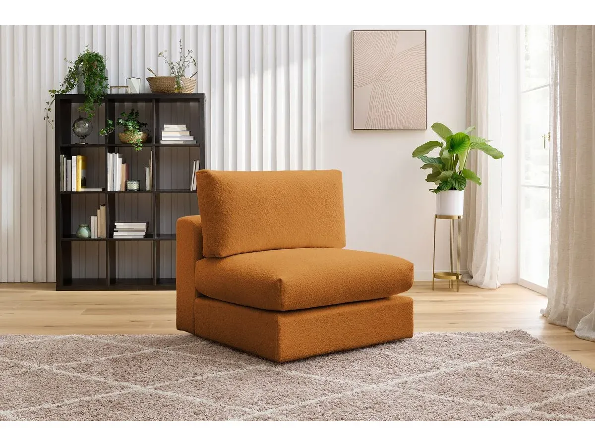 Chauffeuse 1 place pour canapé modulable PARIS tissu bouclette jaune   BOBOCHIC 1 places