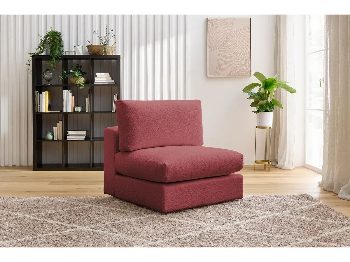 Chauffeuse 1 place pour canapé modulable PARIS tissu bouclette rouge   BOBOCHIC 1 places