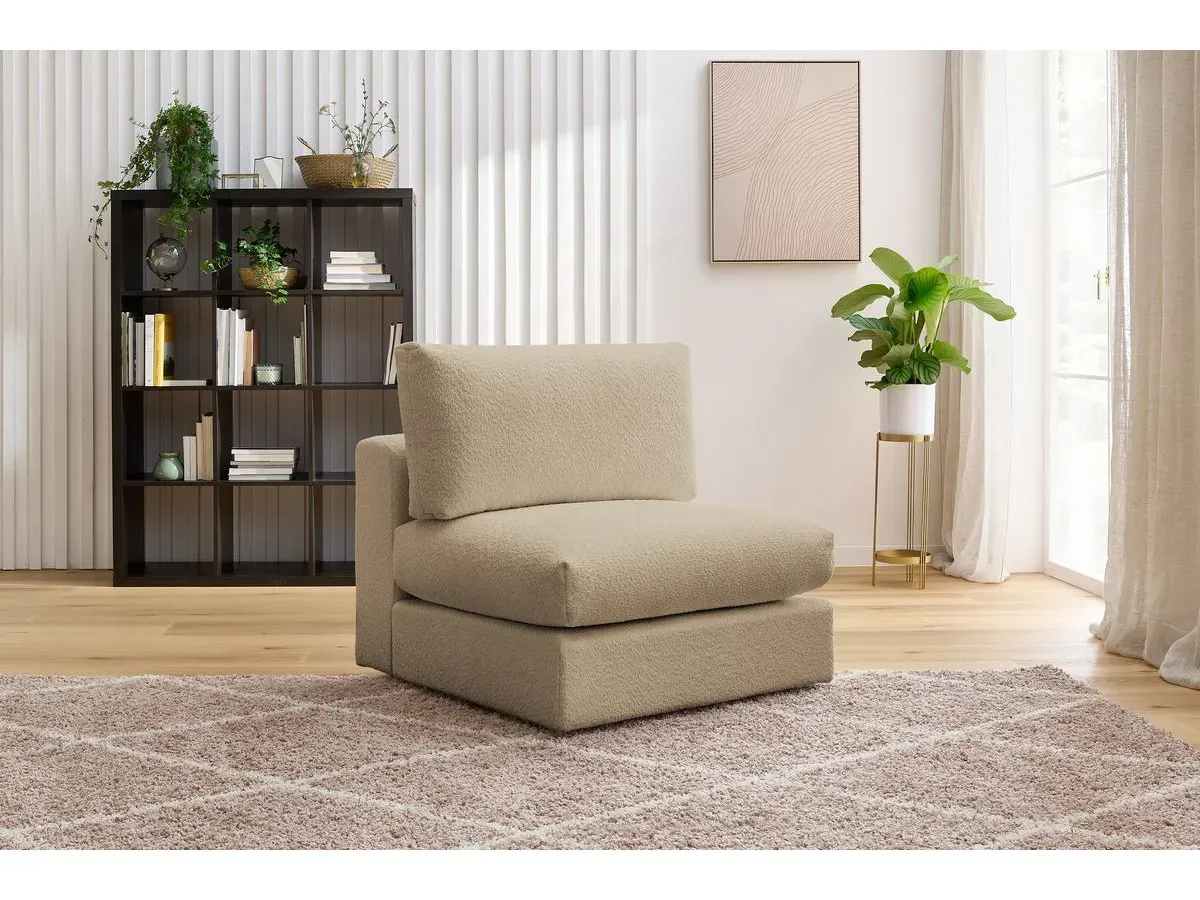 Chauffeuse 1 place pour canapé modulable PARIS tissu bouclette marron   BOBOCHIC 1 places