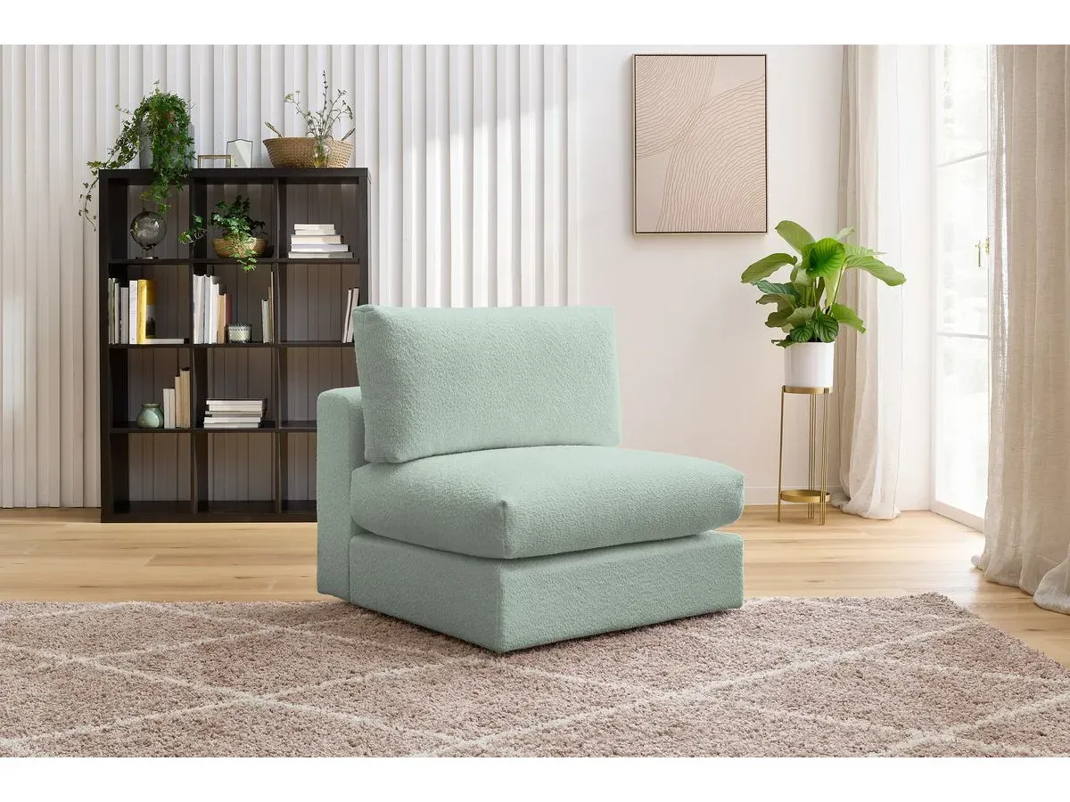 Chauffeuse 1 place pour canapé modulable PARIS tissu bouclette vert   BOBOCHIC 1 places