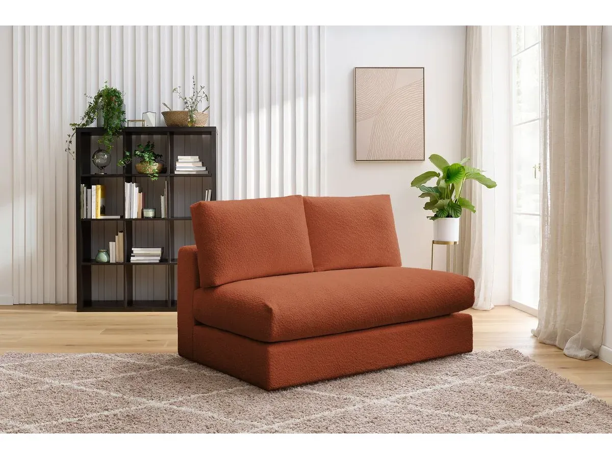 Chauffeuse 2 places pour canapé modulable PARIS tissu bouclette orange   BOBOCHIC 2 places