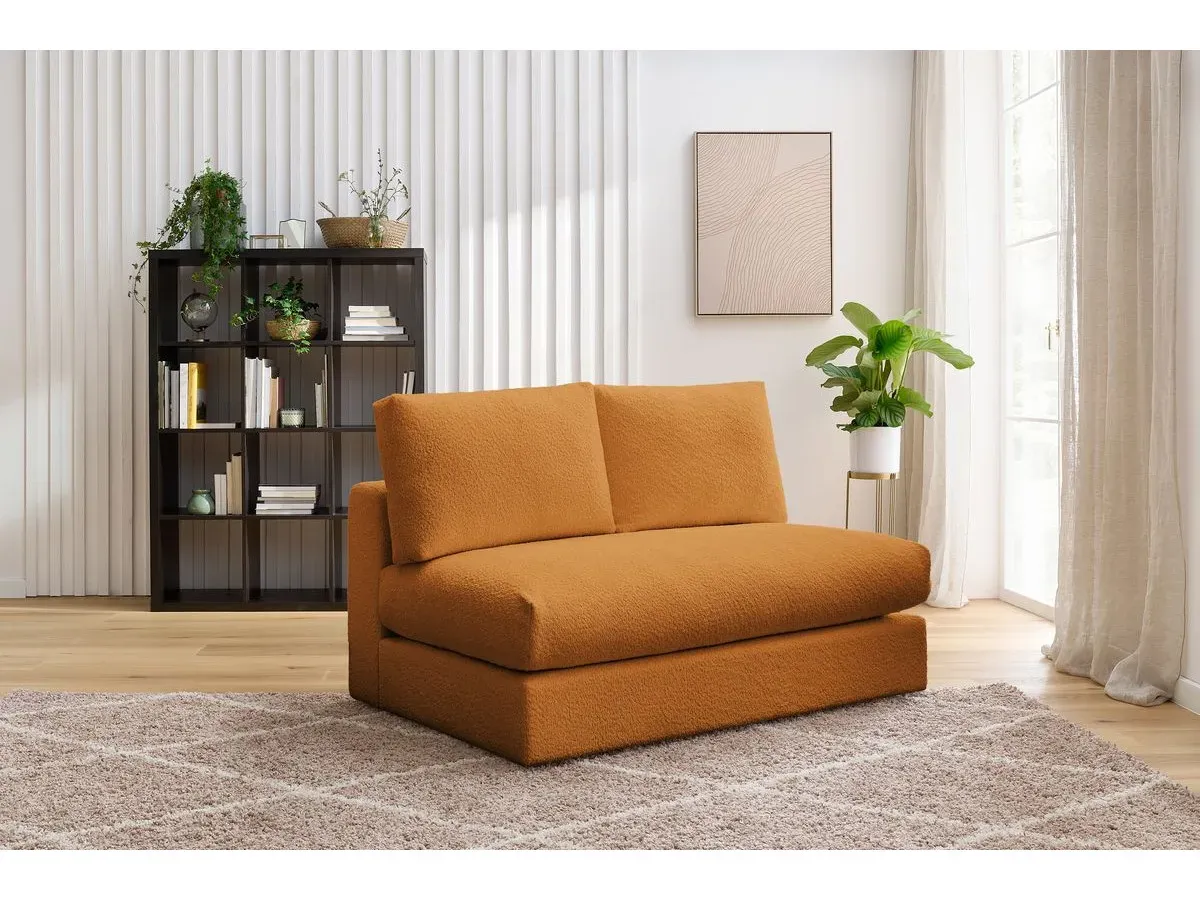 Chauffeuse 2 places pour canapé modulable PARIS tissu bouclette jaune   BOBOCHIC 2 places