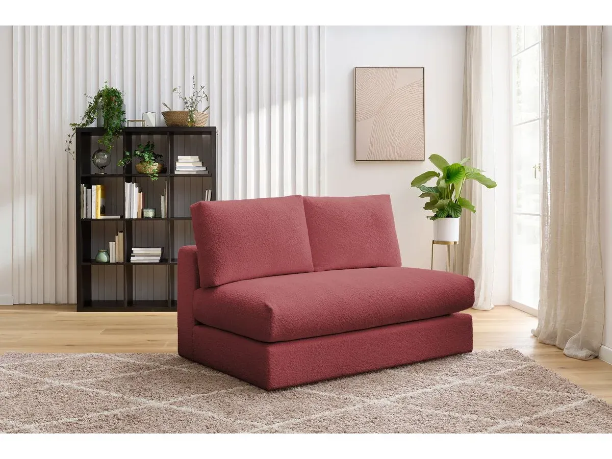 Chauffeuse 2 places pour canapé modulable PARIS tissu bouclette rouge   BOBOCHIC 2 places