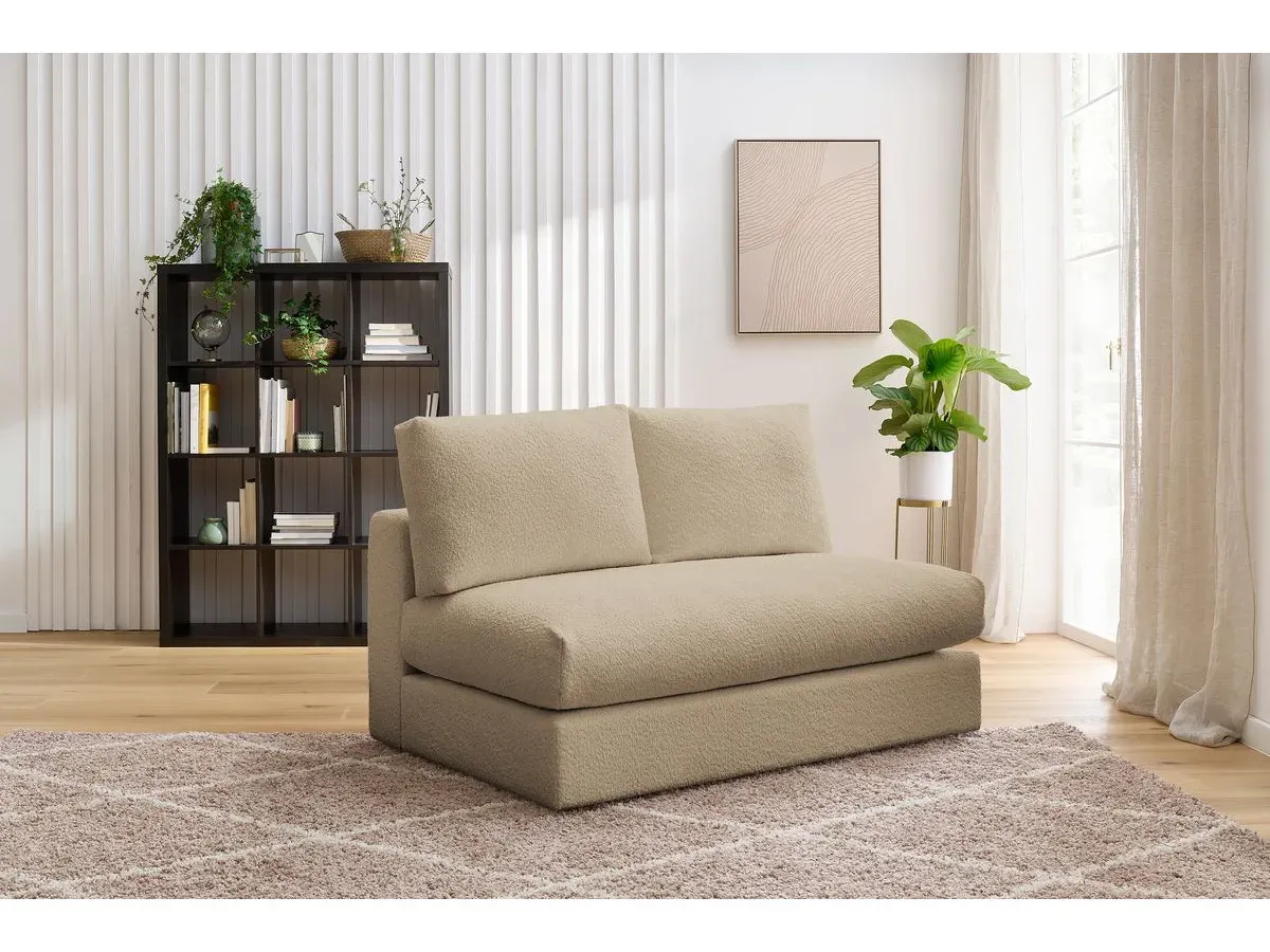 Chauffeuse 2 places pour canapé modulable PARIS tissu bouclette marron   BOBOCHIC 2 places