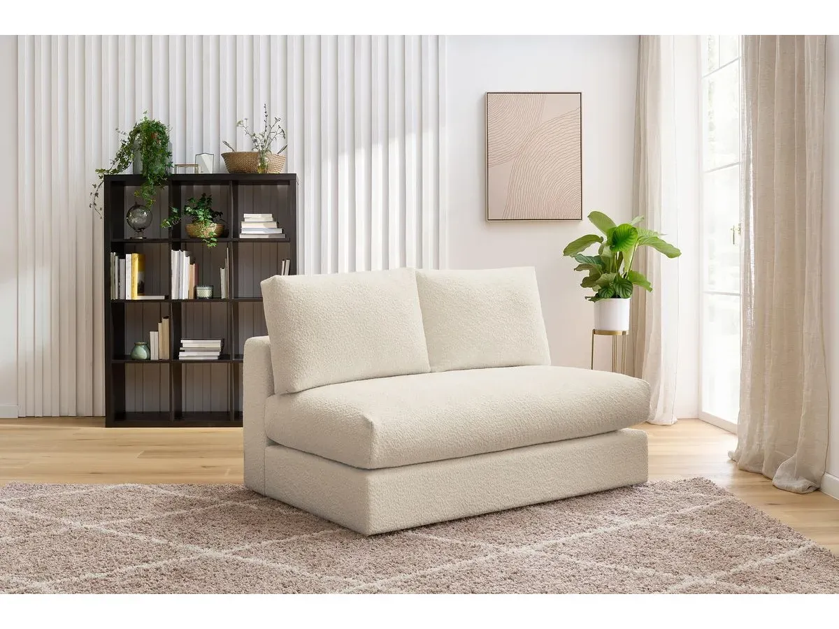 Chauffeuse 2 places pour canapé modulable PARIS tissu bouclette beige   BOBOCHIC 2 places