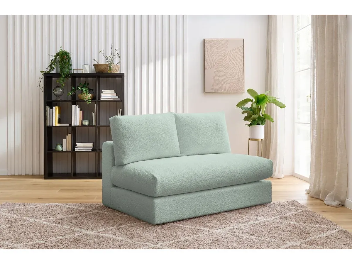 Chauffeuse 2 places pour canapé modulable PARIS tissu bouclette vert   BOBOCHIC 2 places