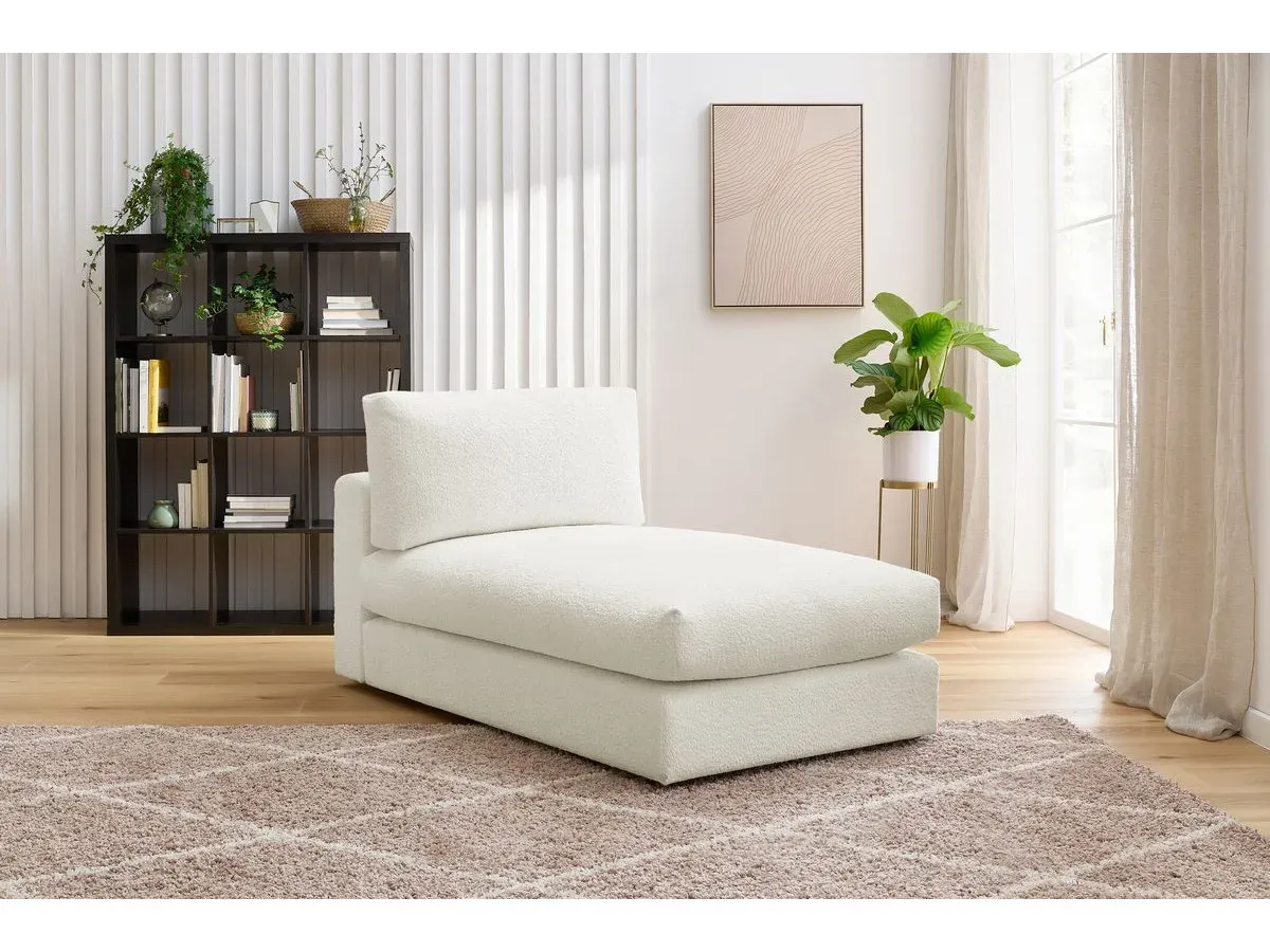 Méridienne pour canapé modulable PARIS tissu bouclette blanc   BOBOCHIC 1 places