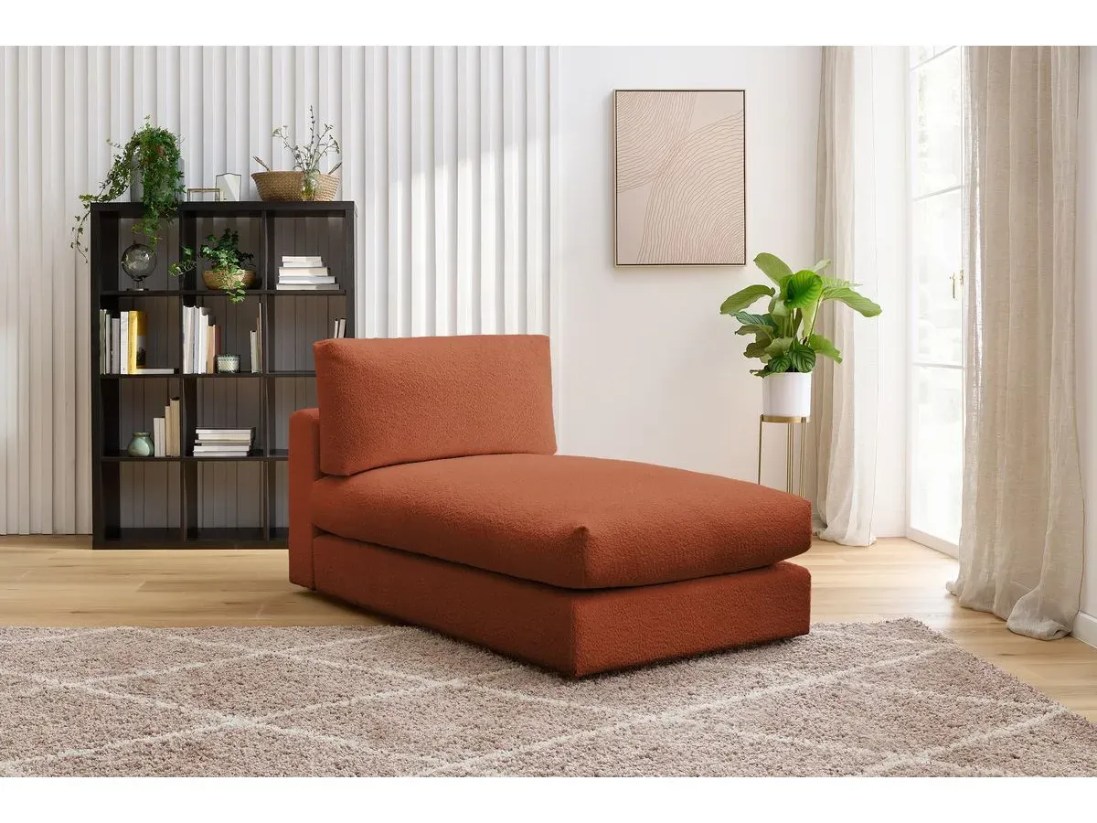 Méridienne pour canapé modulable PARIS tissu bouclette orange   BOBOCHIC 1 places