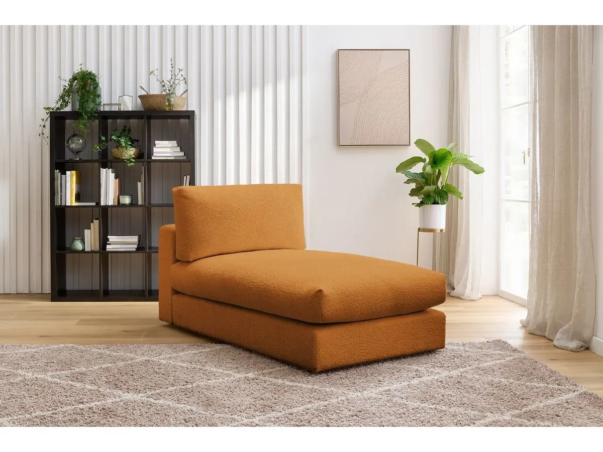 Méridienne pour canapé modulable PARIS tissu bouclette jaune   BOBOCHIC 1 places