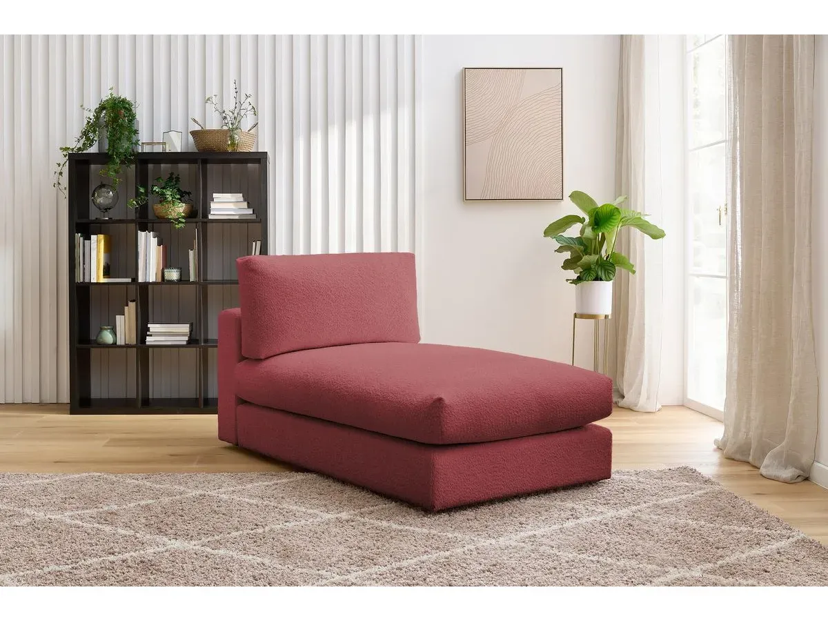 Méridienne pour canapé modulable PARIS tissu bouclette rouge   BOBOCHIC 1 places