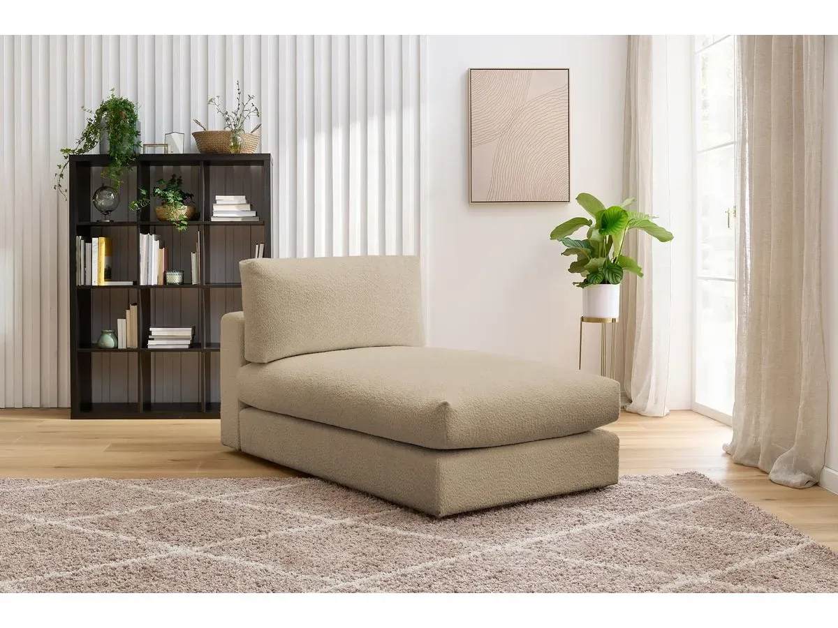 Méridienne pour canapé modulable PARIS tissu bouclette marron   BOBOCHIC 1 places