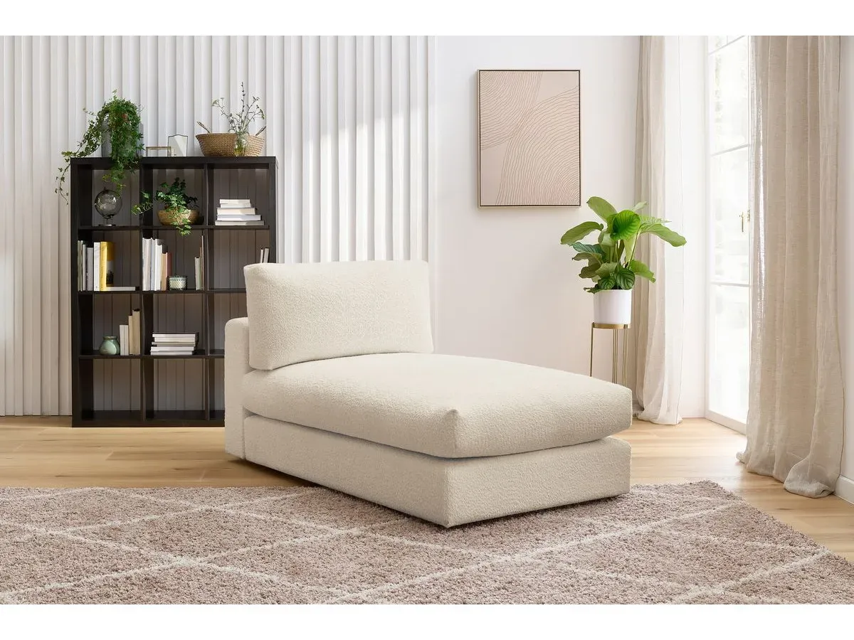 Méridienne pour canapé modulable PARIS tissu bouclette beige   BOBOCHIC 1 places