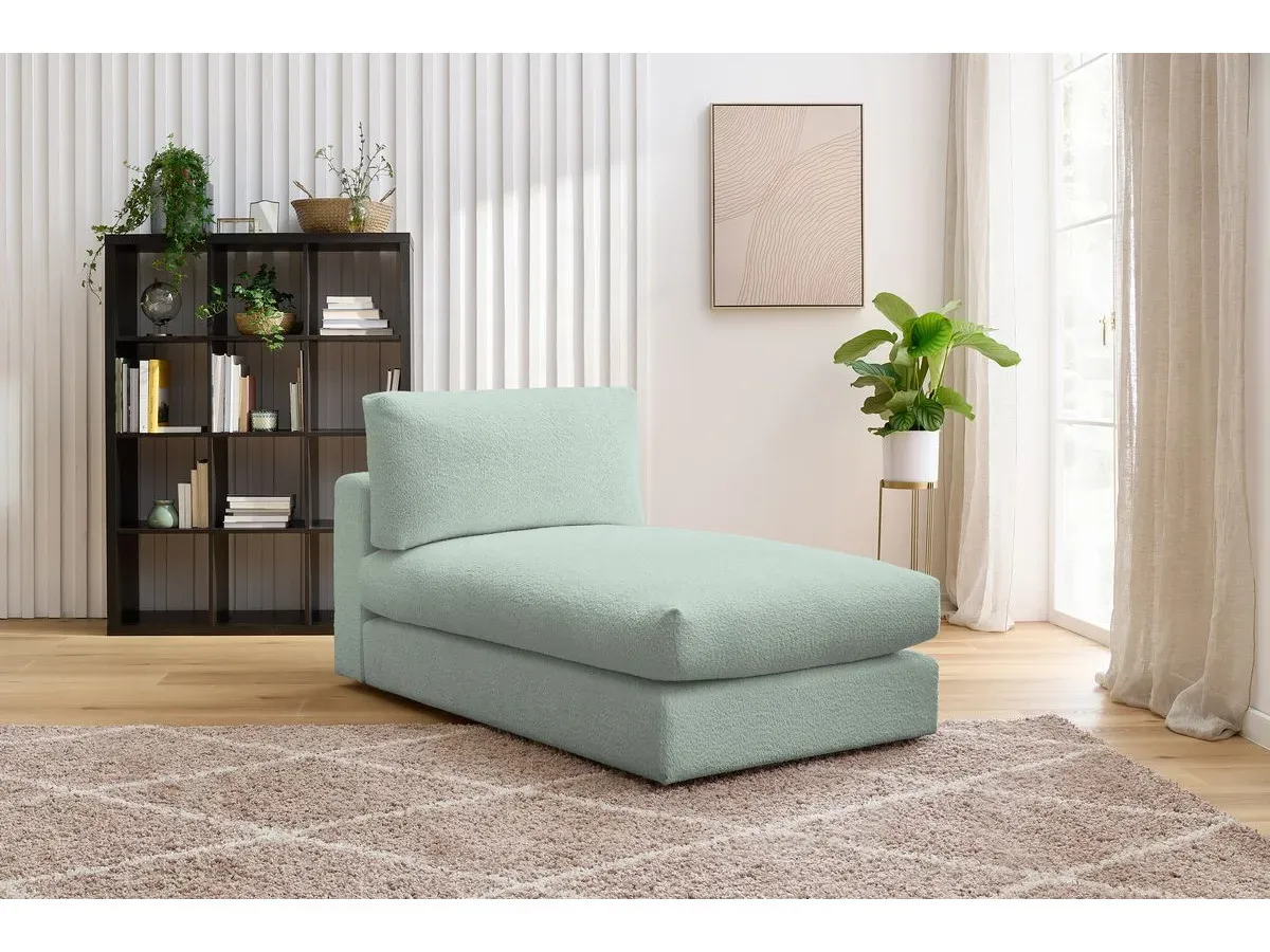 Méridienne pour canapé modulable PARIS tissu bouclette vert   BOBOCHIC 1 places