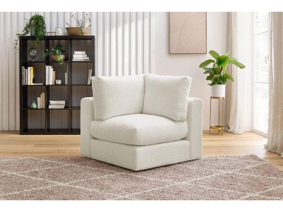 Angle pour canapé modulable PARIS tissu bouclette blanc   BOBOCHIC 1 places
