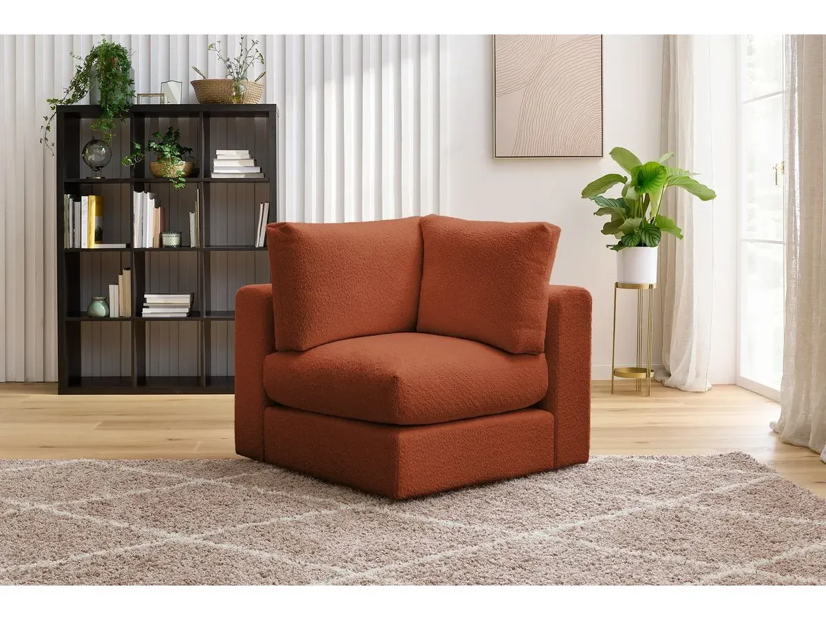 Angle pour canapé modulable PARIS tissu bouclette orange   BOBOCHIC 1 places