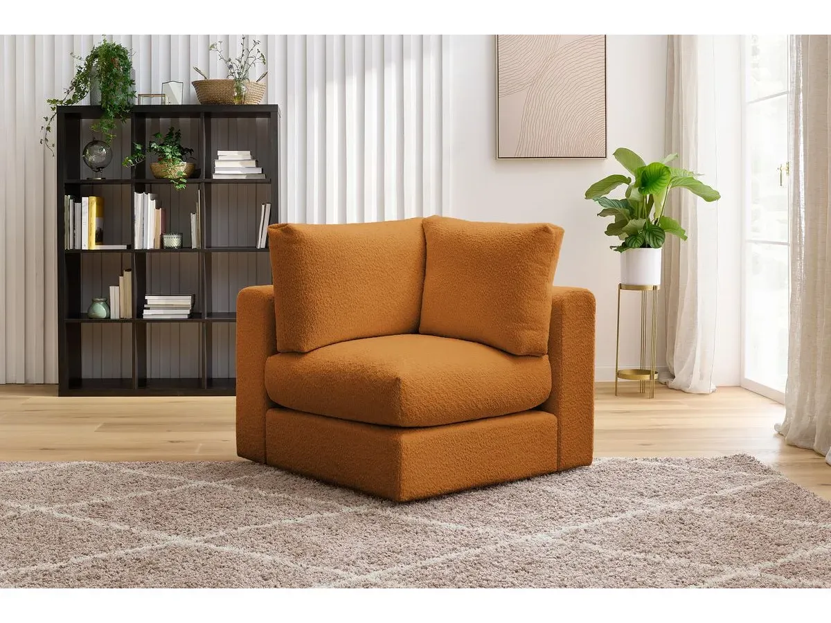 Angle pour canapé modulable PARIS tissu bouclette jaune   BOBOCHIC 1 places