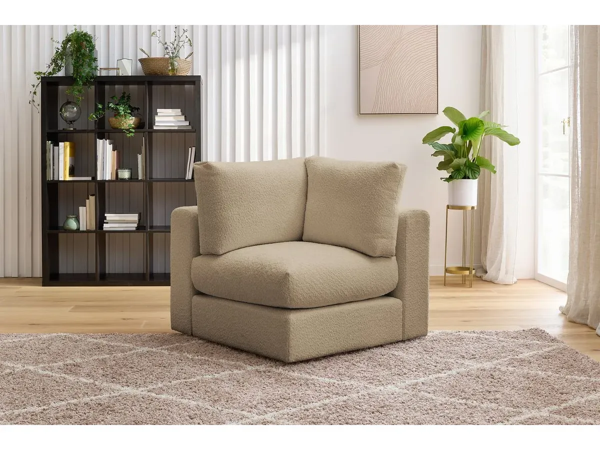 Angle pour canapé modulable PARIS tissu bouclette marron   BOBOCHIC 1 places